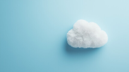 a fluffy white cloud-shaped cushion against an isolated soft baby blue background