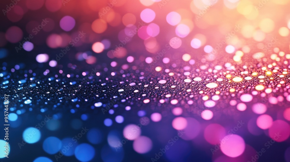 Poster dewy gradient backdrop with an array of shimmering circles, transitioning smoothly from deep shadows