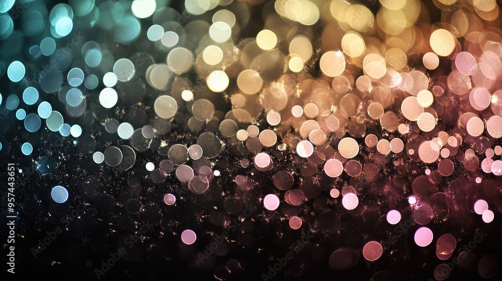 Poster gradient backdrop featuring shiny dew and shimmering circles, moving from dark shadows to brilliant 
