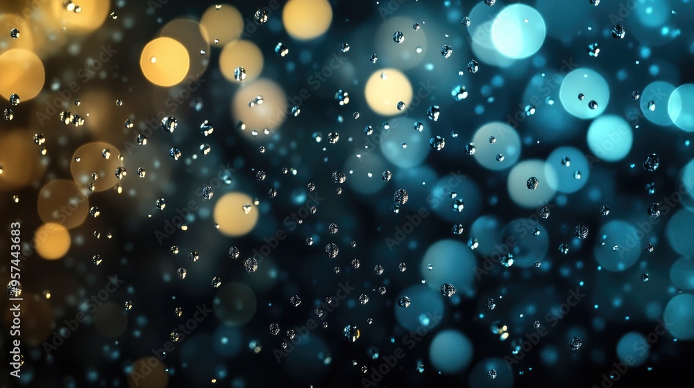 Poster gradient backdrop with shiny dew and an array of shimmering circles, smoothly transitioning from dar