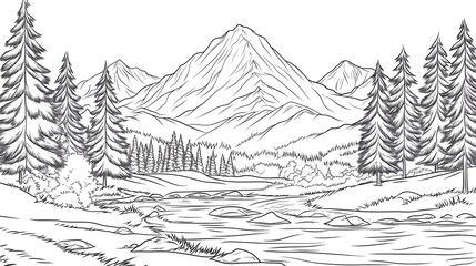 mountain landscape coloring book