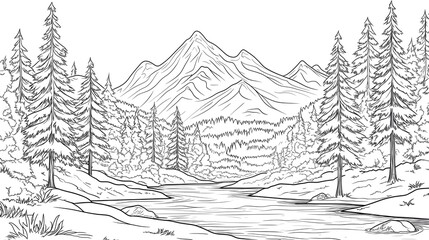 mountain landscape coloring book