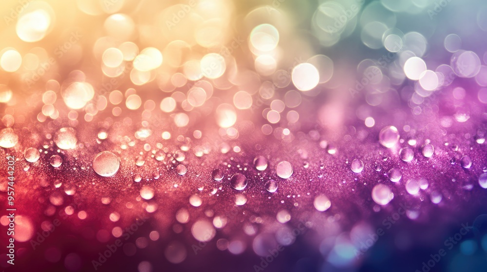 Poster shiny dew backdrop with a gradient of shimmering circles, blending deep shadows into bright highligh