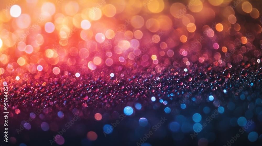 Poster shiny dew backdrop with a gradient of shimmering circles, blending deep shadows into bright highligh
