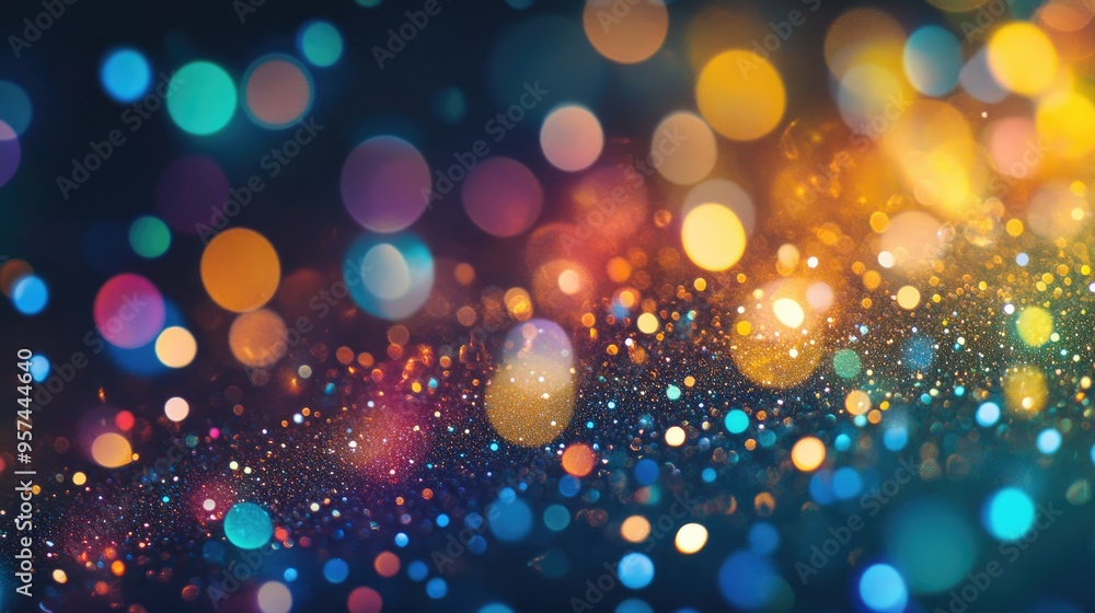 Poster shiny dew gradient with an array of shimmering circles, blending from deep shadows to bright highlig
