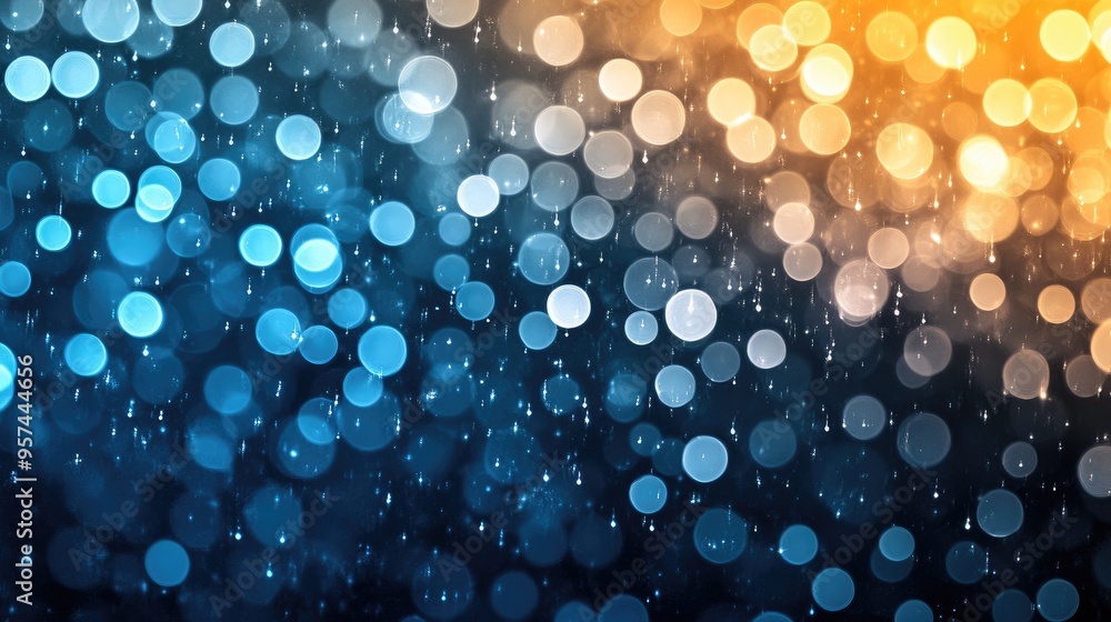 Poster shiny dew gradient backdrop with shimmering circles, transitioning from deep shadows to bright highl
