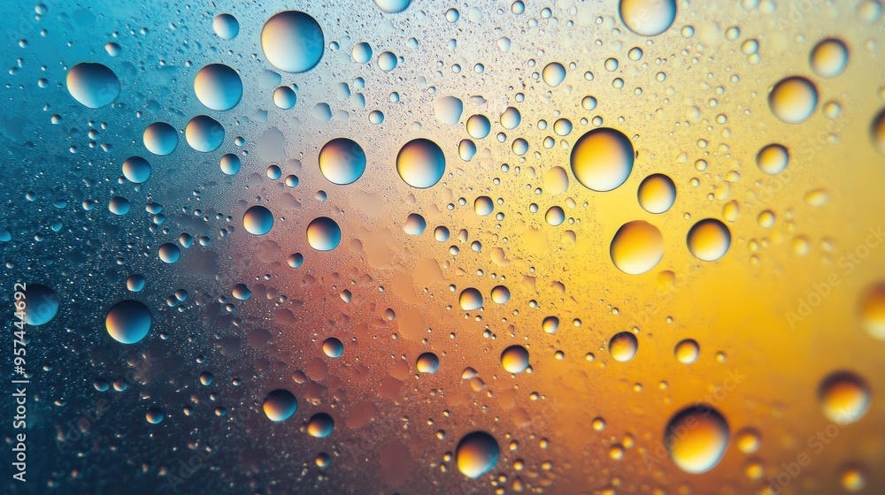 Poster shiny dew gradient with an array of shimmering circles, blending from deep shadows to bright highlig
