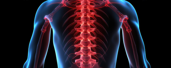 Human spinal pain from back view