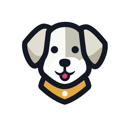 Playful and Colorful Dog Icon with Happy Expression  Perfect for Pet-Themed Branding, Mobile Apps, and User Interface Design, orange, grey, red