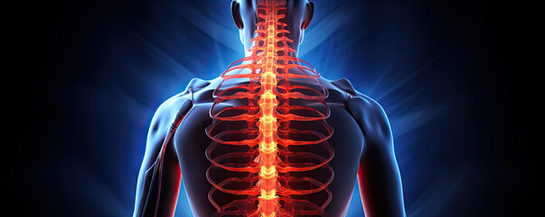 Human spinal pain from back view