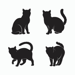 Fototapeta premium Oriental Cat Silhouette Vector Set Animals Illustration Template
