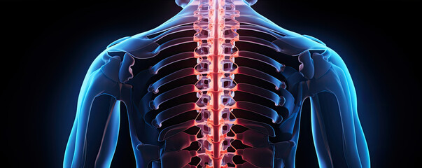 Human spinal pain from back view