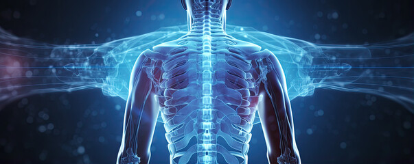 Human spinal pain from back view