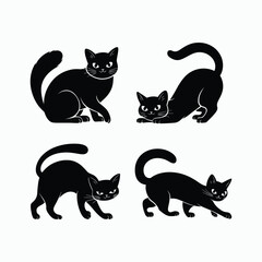 Obraz premium Oriental Cat Silhouette Vector Set Animals Illustration Template