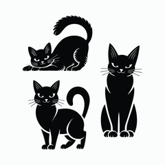 Obraz premium Oriental Cat Silhouette Vector Set Animals Illustration Template