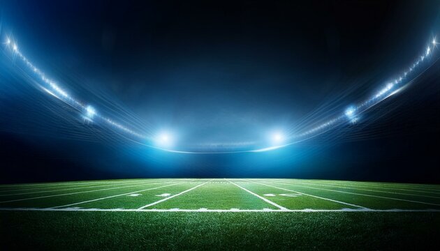 stade de foot, sombre, &eacute;clairage bleut&eacute; 