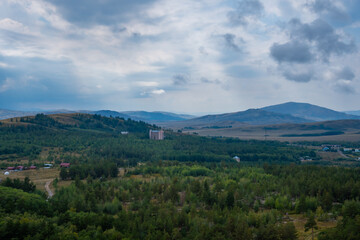 Landscape with mountains and clouds. Nature concept. High quality photo