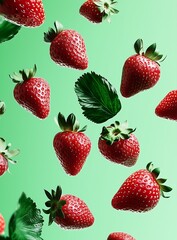 poster with flying strawberries