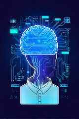 Futuristic Brain Circuit with Cybernetic Design