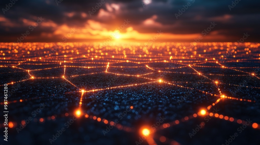 Poster abstract network connection technology background
