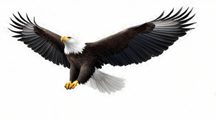 Obraz premium An american bald eagle flying on a transparent background, generative ai. Eagle. Illustration
