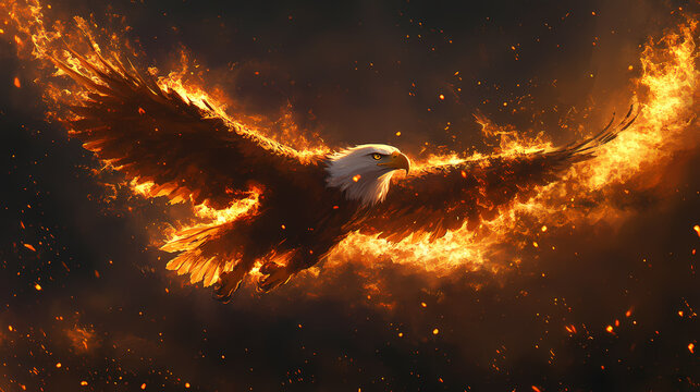 Animals with the power of blazing fire egale. Eagle. Illustration