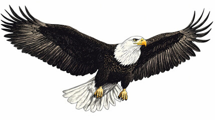 Obraz premium Bald eagle in flight. Eagle. Illustration