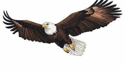 Obraz premium Bald eagle in flight. Eagle. Illustration
