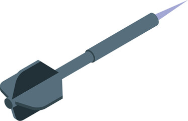 This isometric icon features a military rocket launcher, a powerful weapon used in combat, depicted with a fire trail, symbolizing its active launch