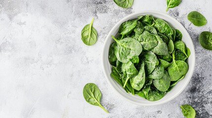 Obraz premium Fresh Spinach in a White Bowl