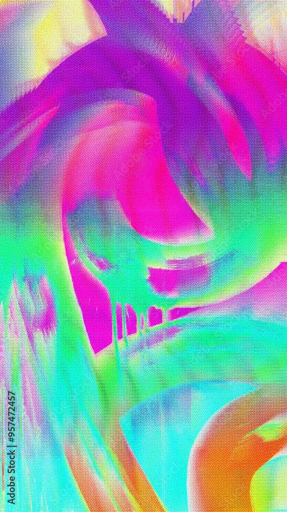 Poster abstract pixel art retro 8 bit rainbow video game glitch noise texture, neon square tiles animated r
