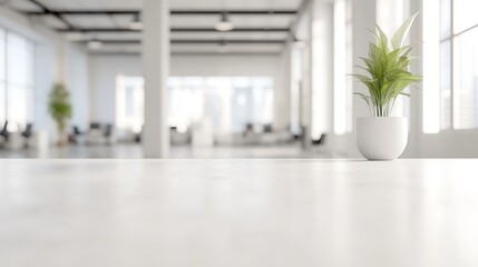 Fototapeta premium blur focus of white open space office interior