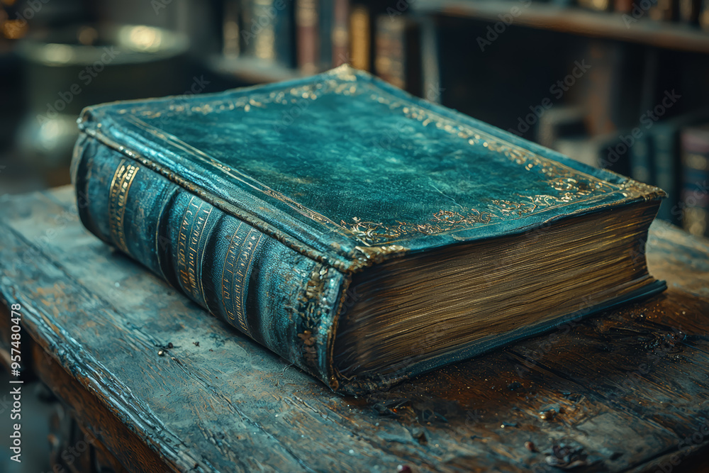 Poster a book with pages turning by themselves, implying an invisible reader. concept of imagination and th