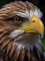 Obraz premium Iridescent eagle closeup of head, beak closed,