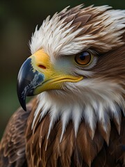 Naklejka premium Iridescent eagle closeup of head, beak closed,