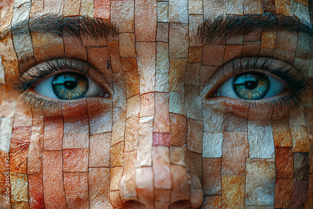 Poster a mosaic of various human faces with each face reflecting a different emotion, showcasing the divers