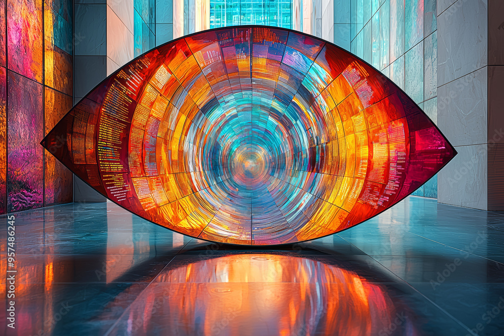 Aufkleber A kaleidoscope where each view through the lens reveals different patterns representing different pieces of information. Concept of visual and playful data presentation.