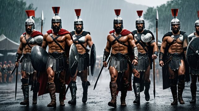 Group of Men Dressed in Roman Armor