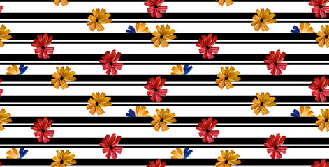 Obraz premium Seamless flower pattern. Hand draw floral pattern. Textile print pattern