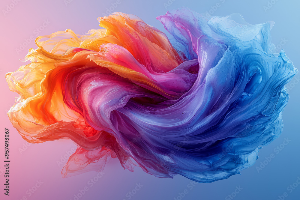 Poster a colorful vortex of swirling paint in motion, blending together to create a visually stunning and c