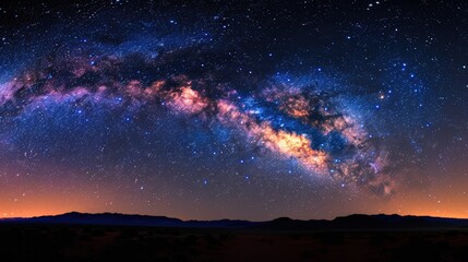 Fototapeta premium Majestic Milky Way galaxy glowing in the night sky, showcasing the universe's wonders with vibrant colors and starry brilliance..