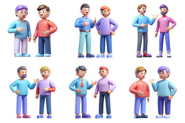 Fototapeta premium Two men are talking, 3d isolated on transparent background PNG file