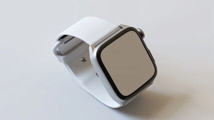 Modern Smartwatch with White Band on Minimalistic Background, High-Resolution Image for Technology and Lifestyle Concepts