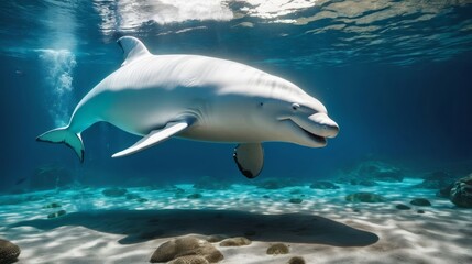 Large White Shark Swimming in the Ocean