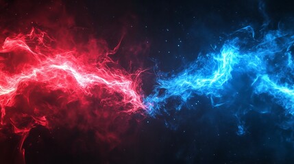 red and blue energy clashing