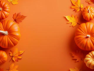 秋　ハロウィン　紅葉　カボチャ　背景　コピースペース