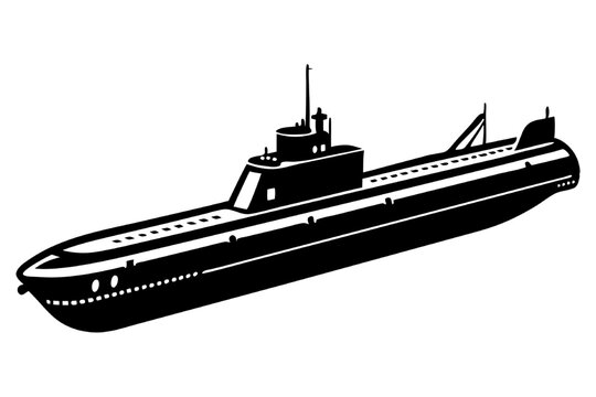 recommend clip art: Silent Hunter: A sleek, black submarine cuts through the water, its silhouette a symbol of stealth and power.