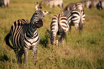 Fototapeta premium Goofy Looking Zebra Shaking Head, Serengeti Tanzania