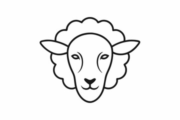 Elegant Line Drawing Sheep Head Logo- Minimalist Vector Art Illustration