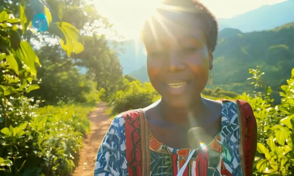 Malawian Woman Hiking Through Lush State Park Trail